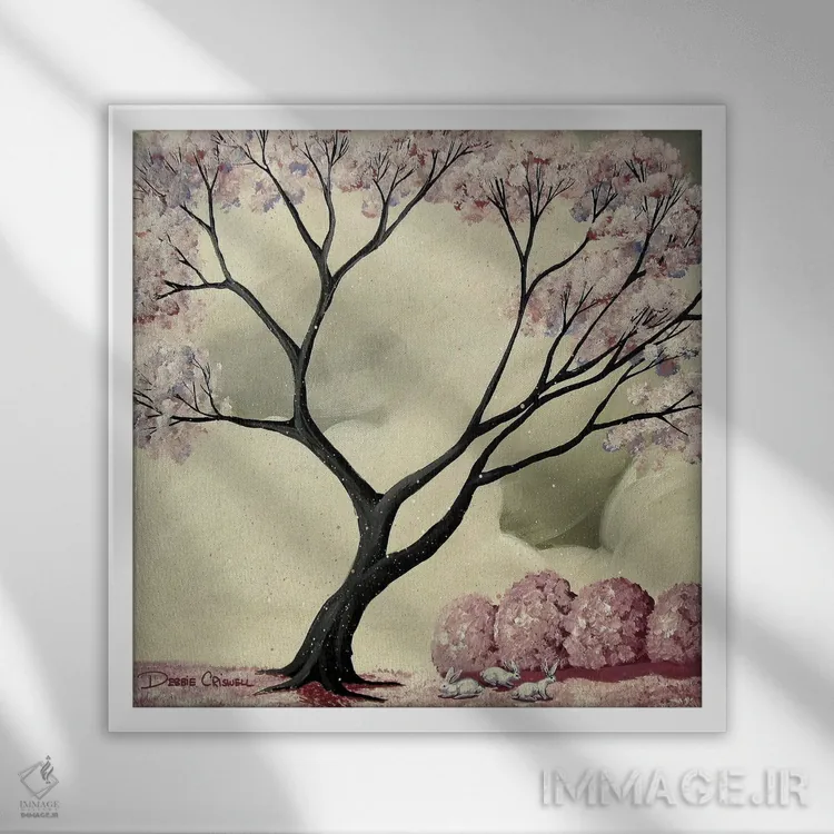 تابلو خرگوشهای سفید اثر دبی کریسول - نمای قابدار سفید