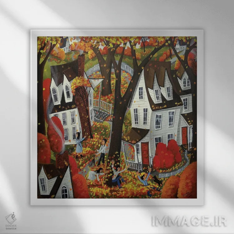 تابلو تفریح روز پاییزی اثر دبی کریسول - نمای قابدار سفید