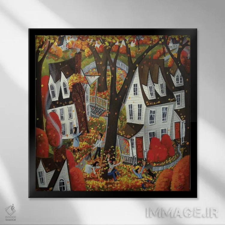 تابلو تفریح روز پاییزی اثر دبی کریسول - نمای قابدار مشکی