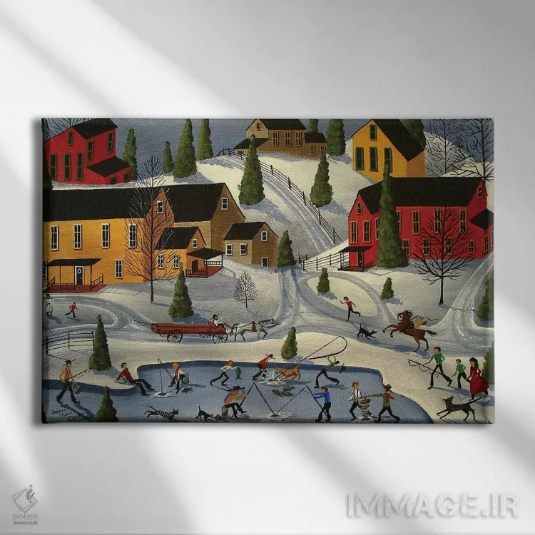 تابلو ماهیگیری روی یخ اثر دبی کریسول - نمای روبهرو روی دیوار