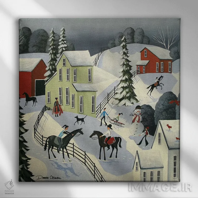 تابلو تفریح برفی و دوستان اثر دبی کریسول - نمای روبهرو روی دیوار