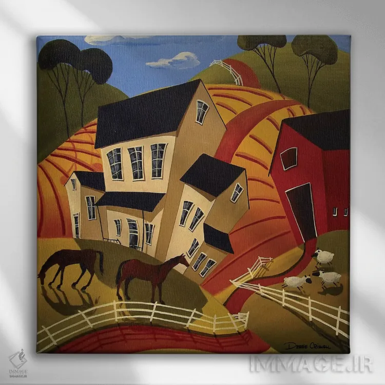 تابلو مزرعهٔ عجیب و غریب اثر دبی کریسول - نمای روبهرو روی دیوار