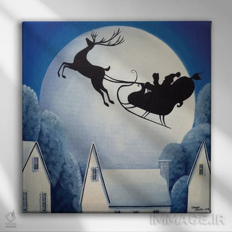 تابلو بابا نوئل دست تکان میدهد اثر دبی کریسول - نمای روبهرو روی دیوار