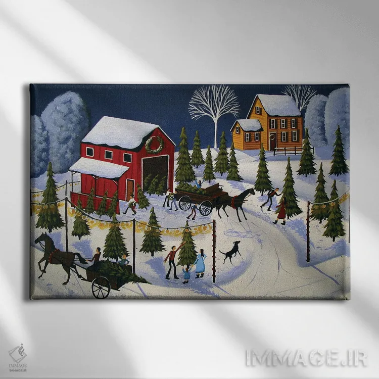 تابلو مزرعه درخت کریسمس روستایی اثر دبی کریسول - نمای روبهرو روی دیوار