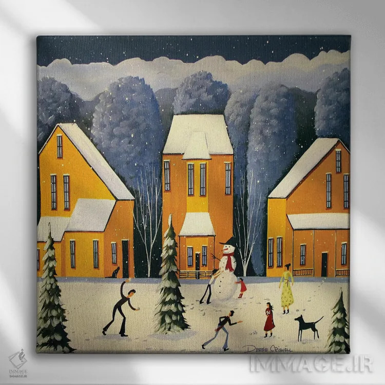 تابلو برف میبارد، دوستان صدا میزنند اثر دبی کریسول - نمای روبهرو روی دیوار