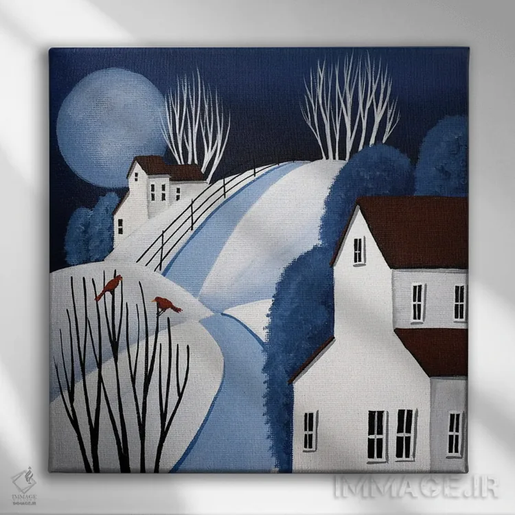 تابلو دو پرنده سرخ اثر دبی کریسول - نمای روبهرو روی دیوار