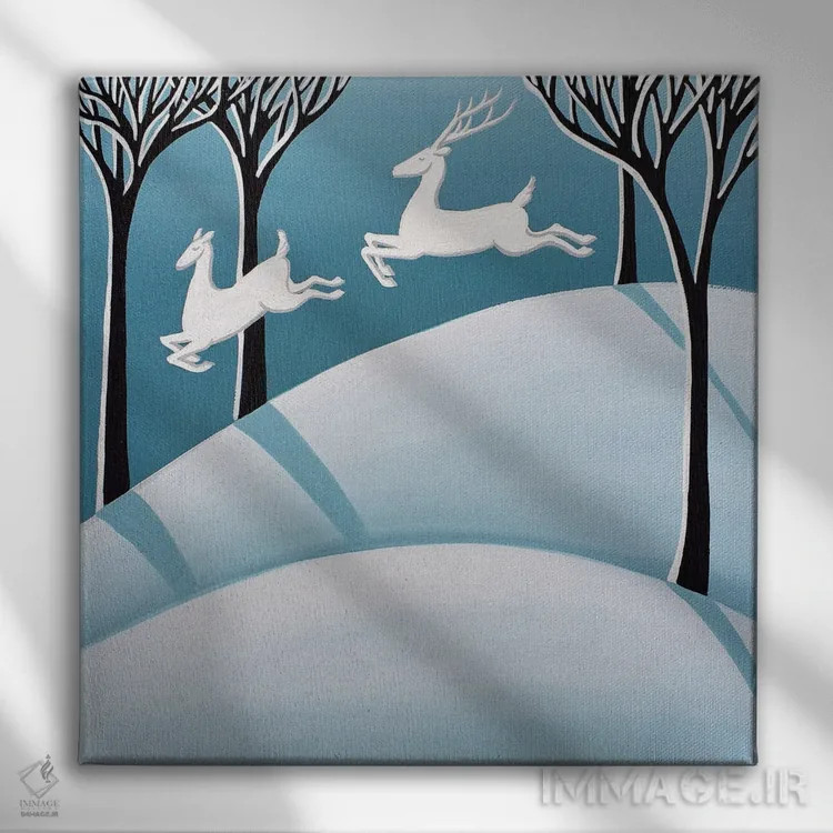 تابلو هدایت گوزنهای قطبی اثر دبی کریسول - نمای روبهرو روی دیوار