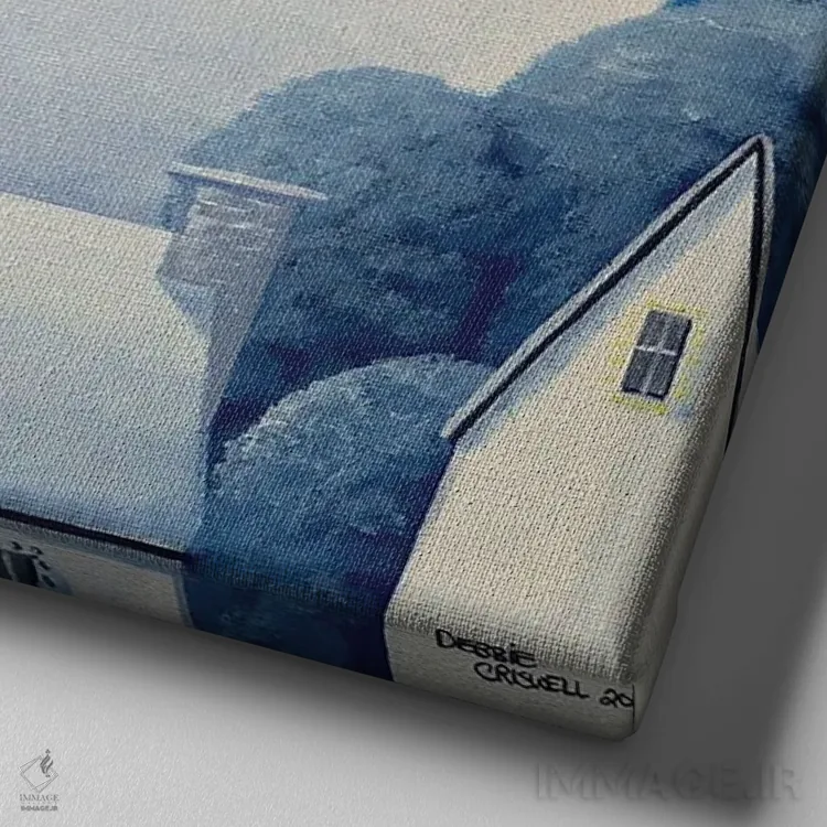 تابلو بابا نوئل دست تکان میدهد اثر دبی کریسول - نمای نزدیک بافت بوم