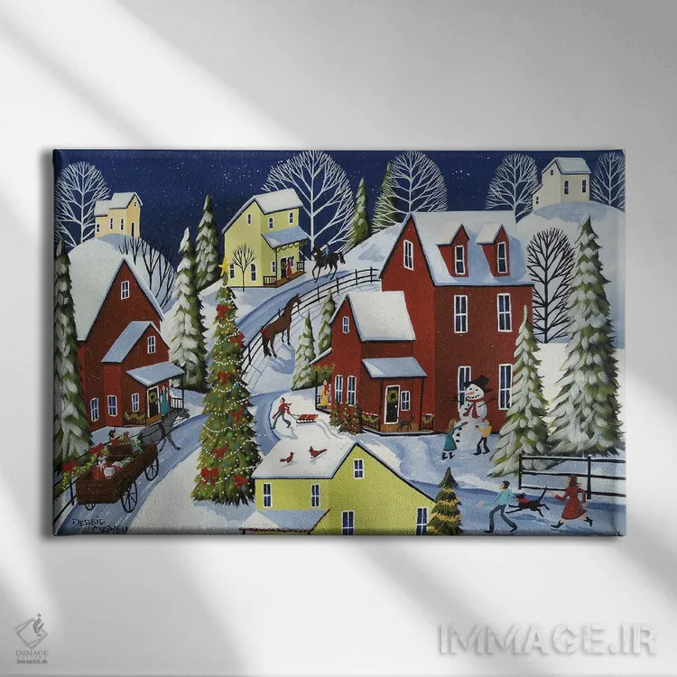 تابلو کریسمس روستایی اثر دبی کریسول - نمای روبهرو روی دیوار