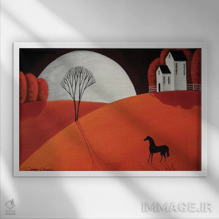 تابلو پونی زیبا اثر دبی کریسول - نمای قابدار سفید