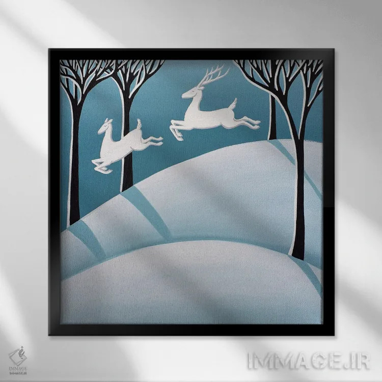 تابلو هدایت گوزنهای قطبی اثر دبی کریسول - نمای قابدار مشکی