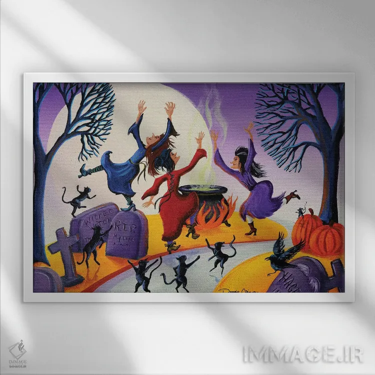 تابلو شلوغی معجونها (جادویی) اثر دبی کریسول - نمای قابدار سفید