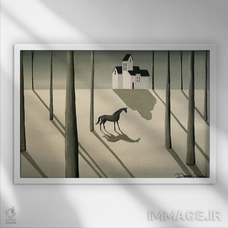 تابلو سایههای خاکستری اثر دبی کریسول - نمای قابدار سفید