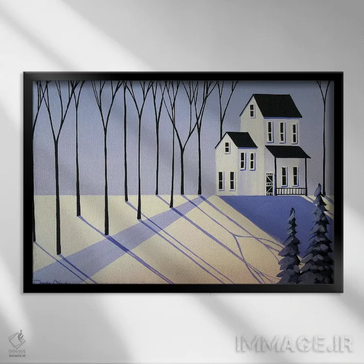 تابلو مزرعهٔ پروانهای (پریوینکل: گل بنفش) اثر دبی کریسول - نمای قابدار مشکی