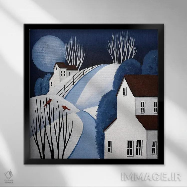 تابلو دو پرنده سرخ اثر دبی کریسول - نمای قابدار مشکی