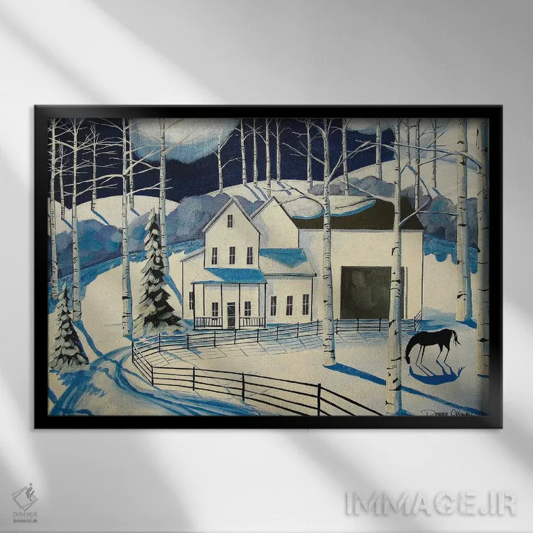 تابلو مزرعهٔ زمستانی اثر دبی کریسول - نمای قابدار مشکی