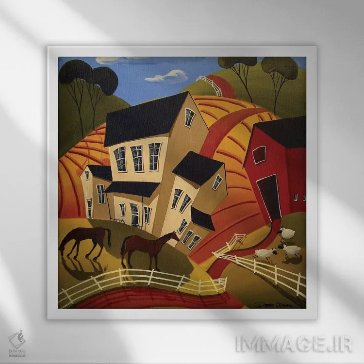 تابلو مزرعهٔ عجیب و غریب اثر دبی کریسول - نمای قابدار سفید