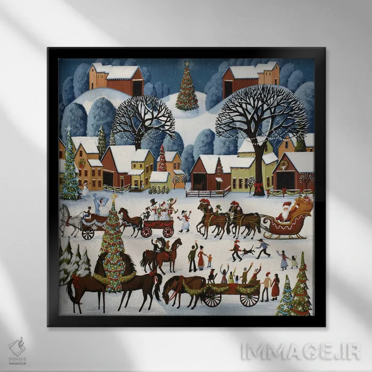 تابلو رژهٔ کریسمس روستایی اثر دبی کریسول - نمای قابدار مشکی