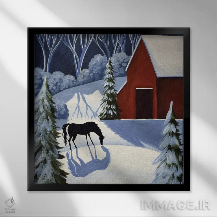 تابلو شب زمستانی اثر دبی کریسول - نمای قابدار مشکی
