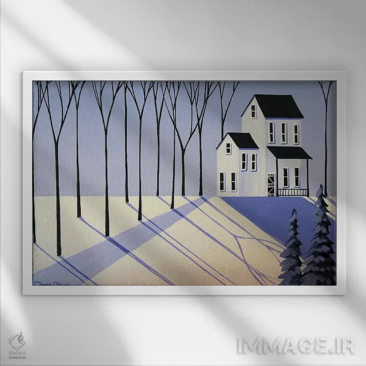 تابلو مزرعهٔ پروانهای (پریوینکل: گل بنفش) اثر دبی کریسول - نمای قابدار سفید