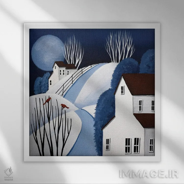 تابلو دو پرنده سرخ اثر دبی کریسول - نمای قابدار سفید