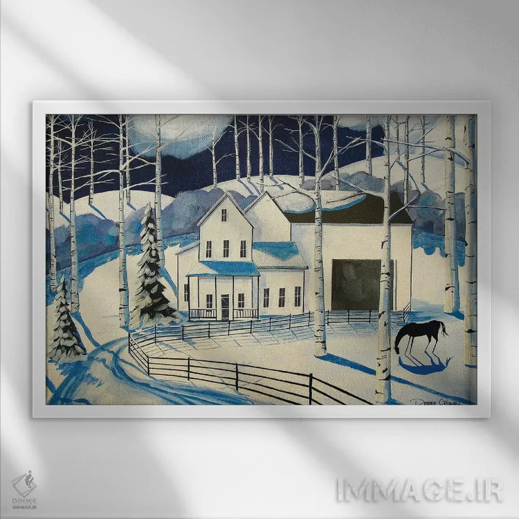 تابلو مزرعهٔ زمستانی اثر دبی کریسول - نمای قابدار سفید