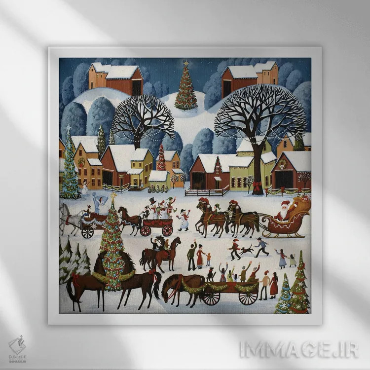 تابلو رژهٔ کریسمس روستایی اثر دبی کریسول - نمای قابدار سفید