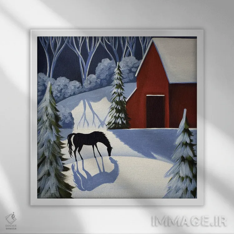 تابلو شب زمستانی اثر دبی کریسول - نمای قابدار سفید