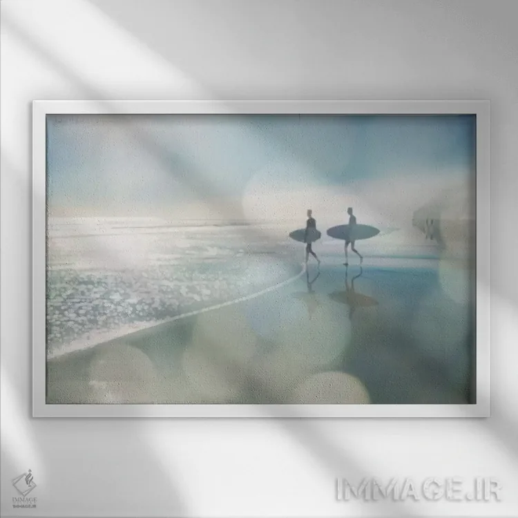 تابلو موجسواران اثر دوون دیویس - نمای قابدار سفید