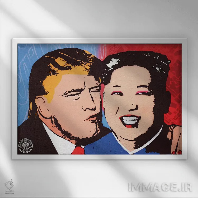 تابلو بوسه بده و آشتی کن اثر دی۱۳ایگو - نمای قابدار سفید