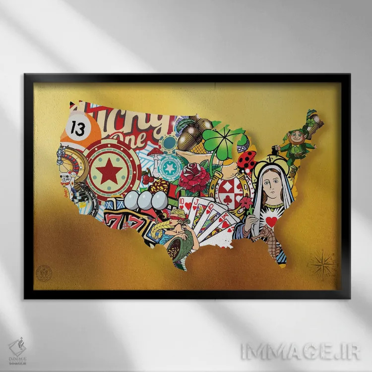تابلو ایالات متحد شانس اثر دی۱۳ایگو - نمای قابدار مشکی