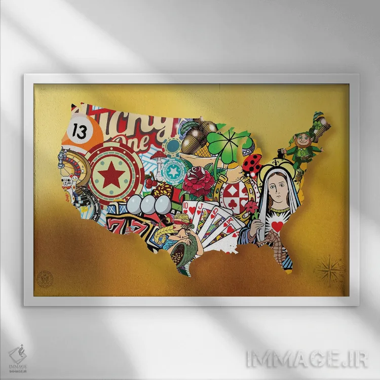 تابلو ایالات متحد شانس اثر دی۱۳ایگو - نمای قابدار سفید