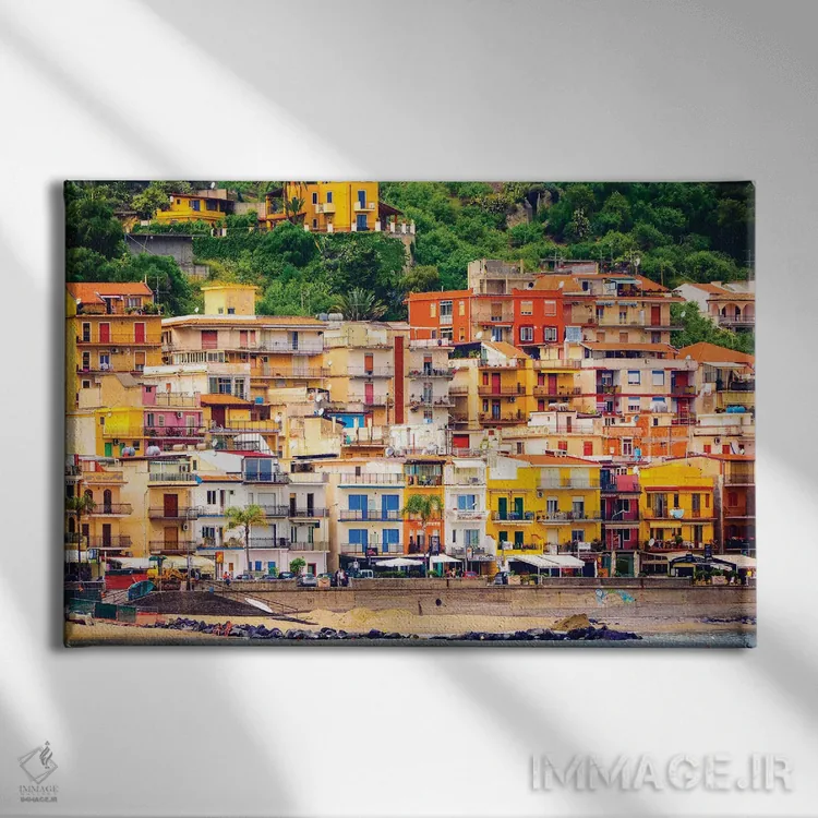 تابلو روستای ساحلی ایتالیا اثر دانیتا دلیمنت - نمای روبهرو روی دیوار