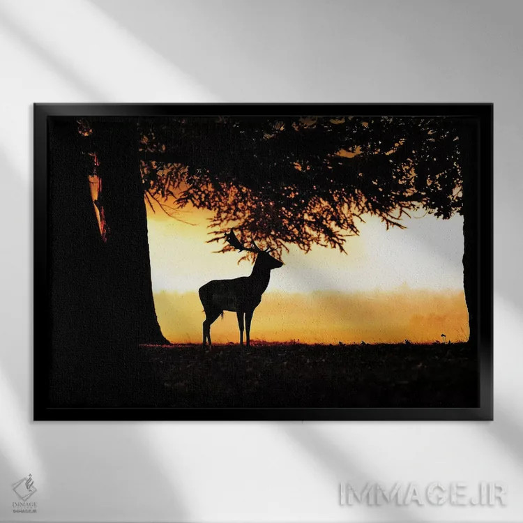 تابلو آفتاب تابان بر مزرعه اثر باور میسون - نمای قابدار مشکی