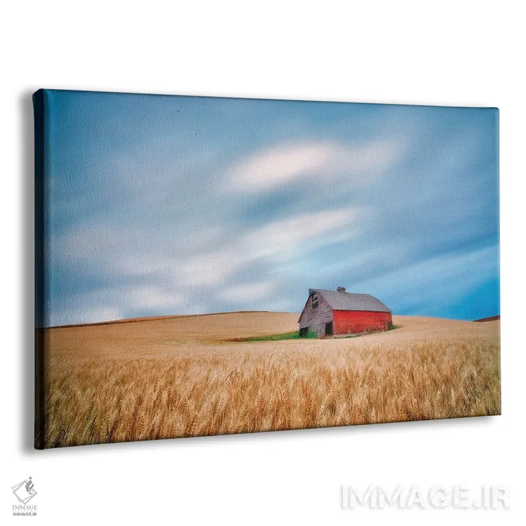 تابلو طلوع خورشید بر انبار گندم اثر دنیس فراتس - نمای پرسپکتیو محصول