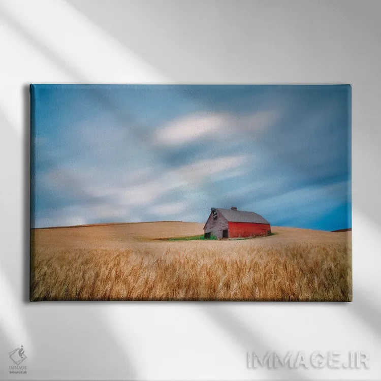 تابلو طلوع خورشید بر انبار گندم اثر دنیس فراتس - نمای روبهرو روی دیوار