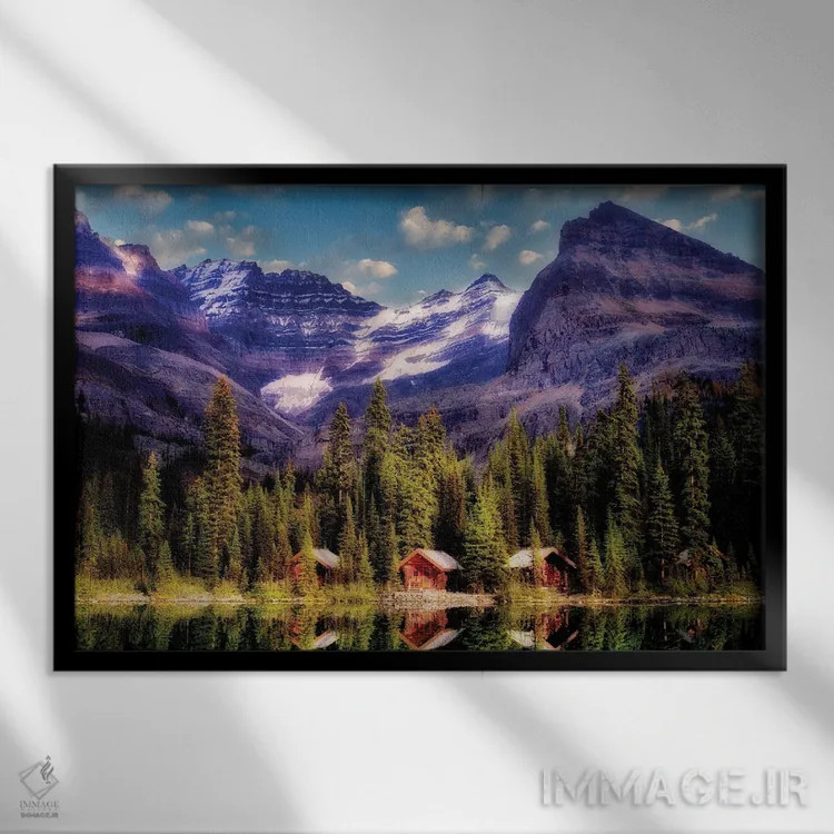 تابلو کلبههای دورافتاده اثر دنیس فراتس - نمای قابدار مشکی