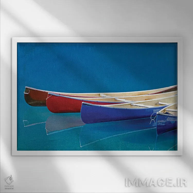 تابلو انعکاس کانو (قایق کوچک) اثر دنیس فراتس - نمای قابدار سفید