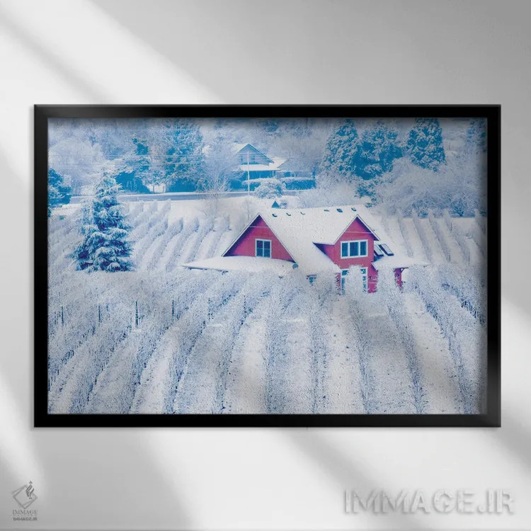 تابلو تاکستان زمستانی اثر دنیس فراتس - نمای قابدار مشکی