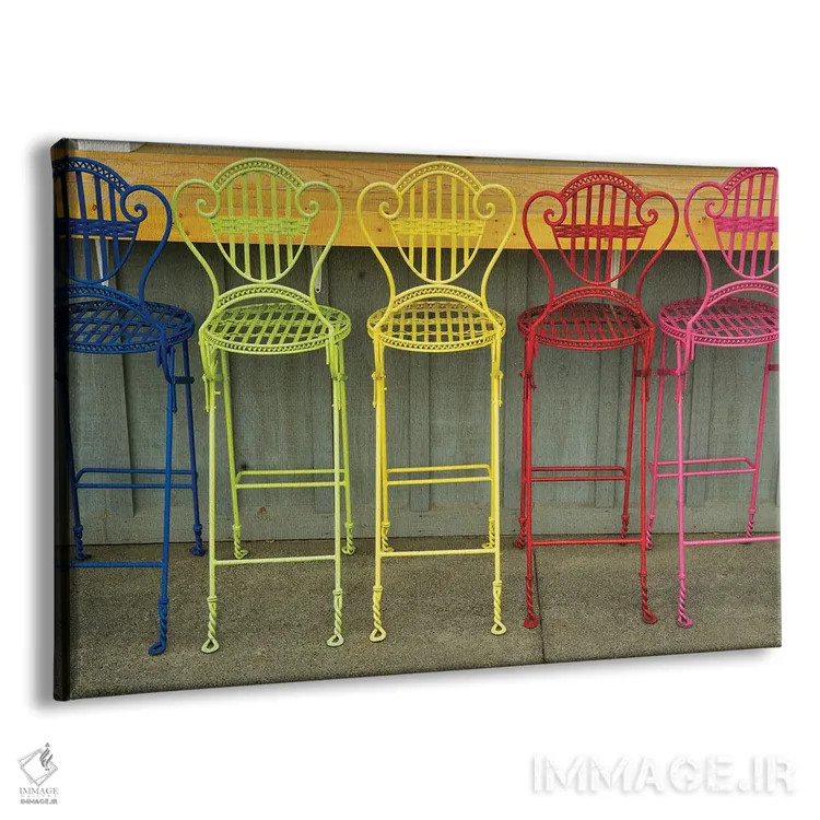 تابلو صندلیهای رنگارنگ اثر دنیس فراتس - نمای پرسپکتیو محصول