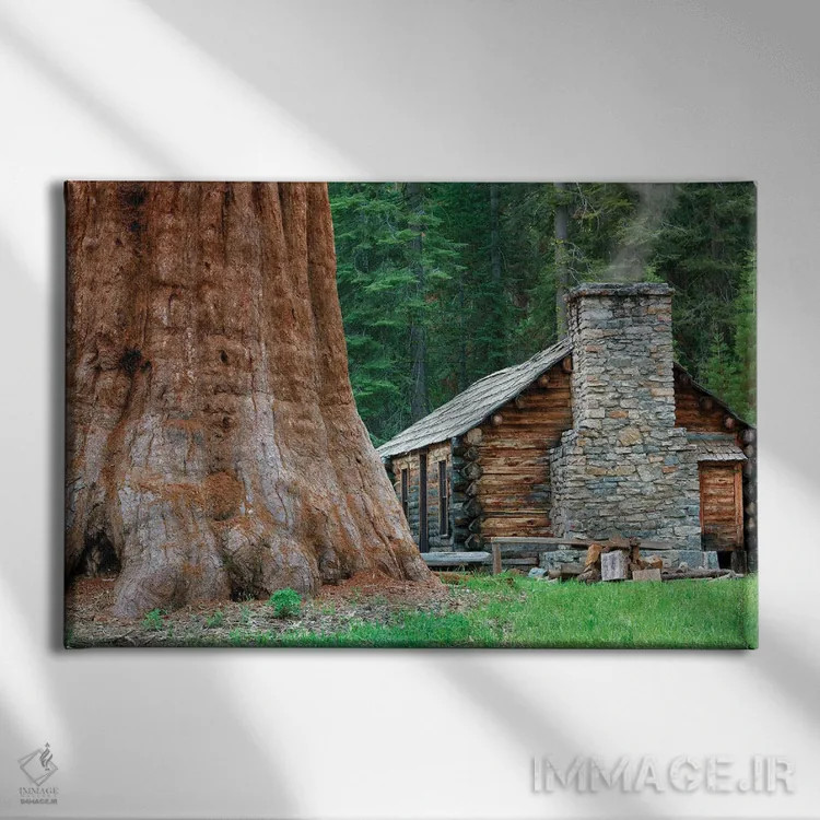 تابلو کلبه میان درختان ردوود اثر دنیس فراتس - نمای روبهرو روی دیوار