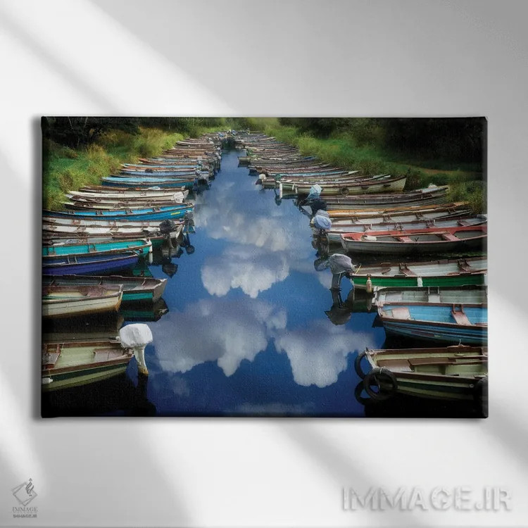 تابلو انعکاس قایقها اثر دنیس فراتس - نمای روبهرو روی دیوار