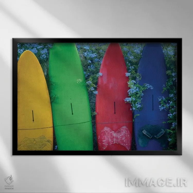 تابلو حصار با تخته موجسواری VII اثر دنیس فراتس - نمای قابدار مشکی