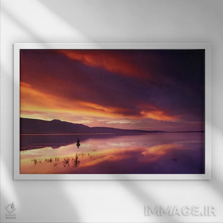 تابلو ماهیگیری در طلوع خورشید اثر دنیس فراتس - نمای قابدار سفید