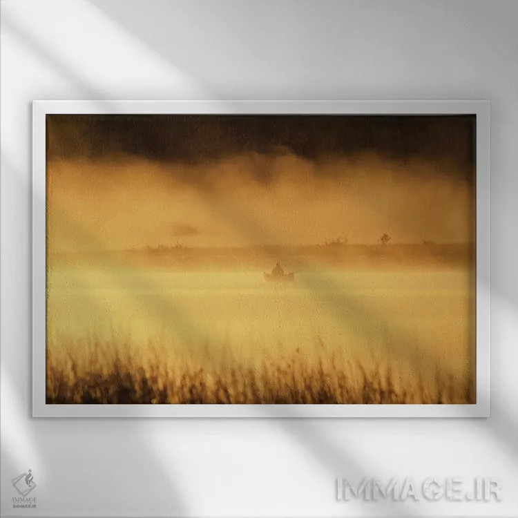 تابلو ماهیگیری در مه اثر دنیس فراتس - نمای قابدار سفید