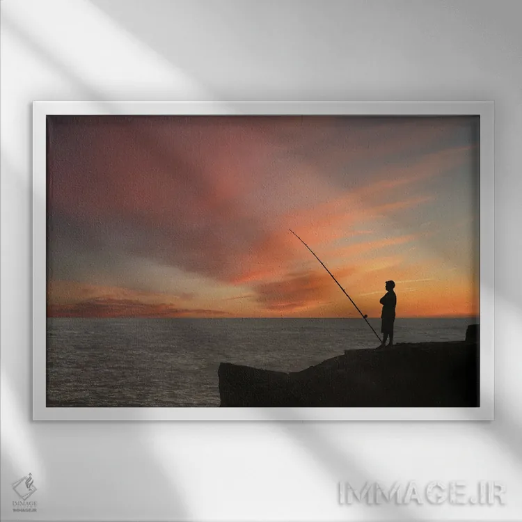 تابلو ماهیگیری در طلوع خورشید III اثر دنیس فراتس - نمای قابدار سفید