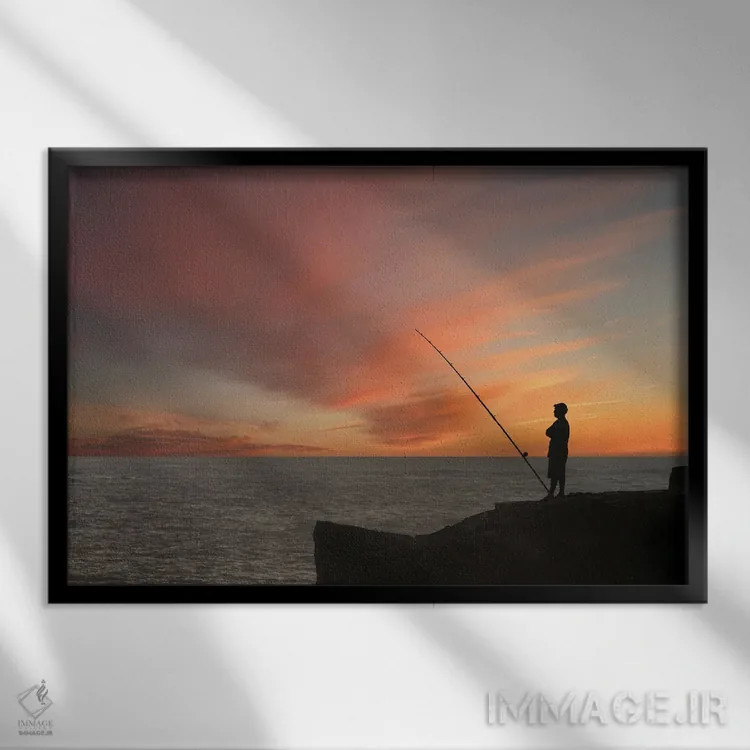تابلو ماهیگیری در طلوع خورشید III اثر دنیس فراتس - نمای قابدار مشکی