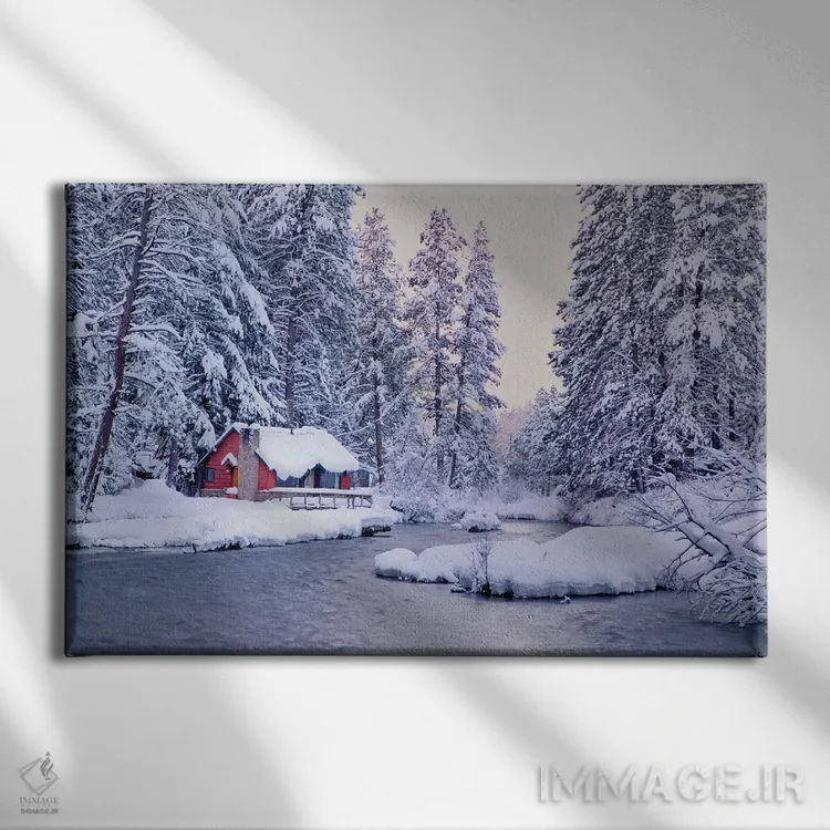 تابلو کلبهٔ زمستانی اثر دنیس فراتس - نمای روبهرو روی دیوار