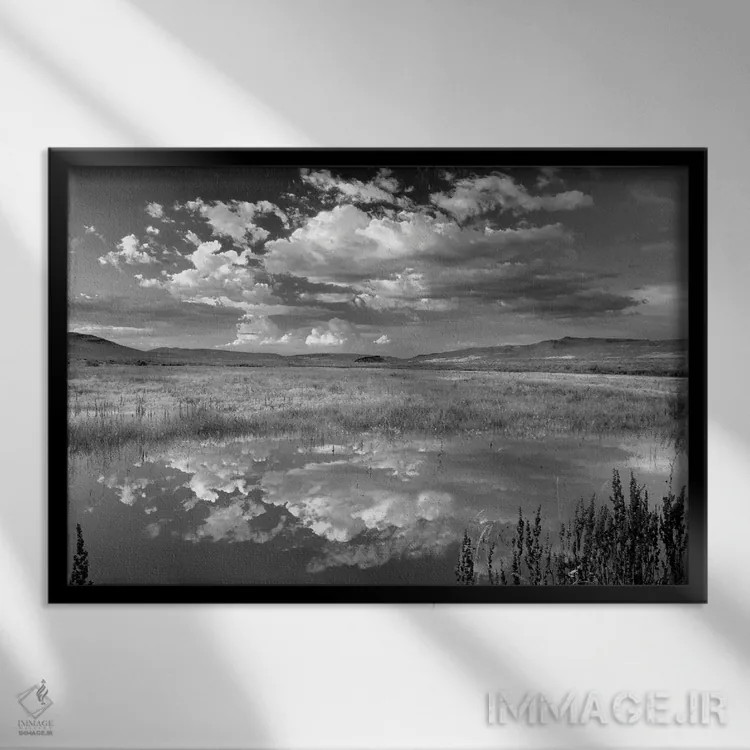 تابلو انعکاس برکه کویری اثر دنیس فراتس - نمای قابدار مشکی