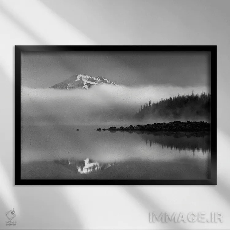 تابلو انعکاس کوهستان سیسترز (خواهران) اثر دنیس فراتس - نمای قابدار مشکی